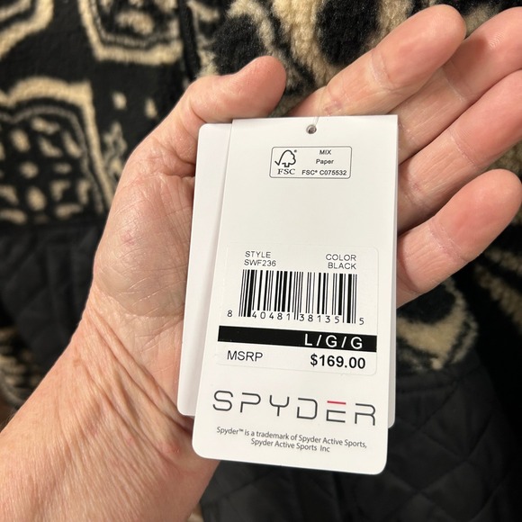 NWT Spyder Full Zip Quilted Fleece Hooded Jacket Women's Large Aztec Medallion - Picture 7 of 11